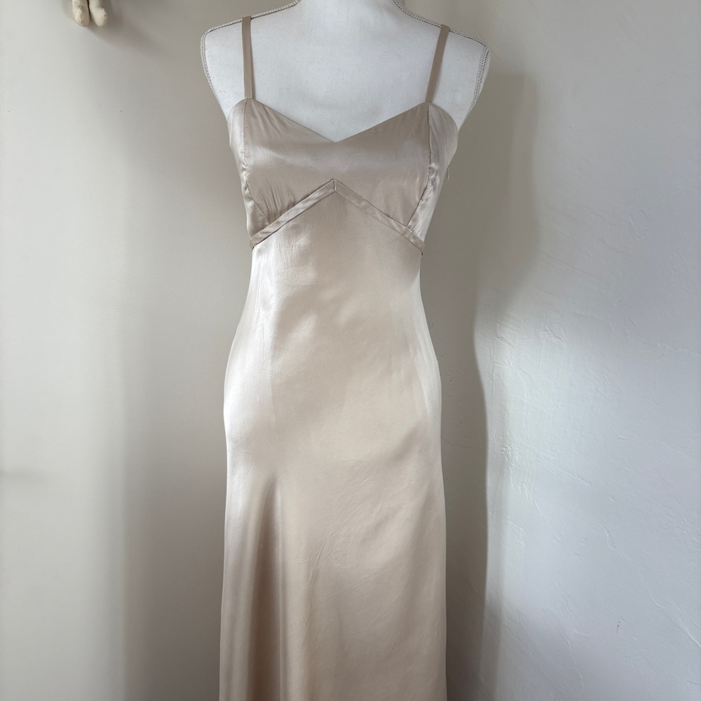 Silk Satin Classic Spaghetti Strap Slip Gown S - Picture 5 of 10